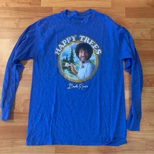 Bob Ross Happy Trees Graphic Tee Long Sleeve Shirt Adult Size Medium